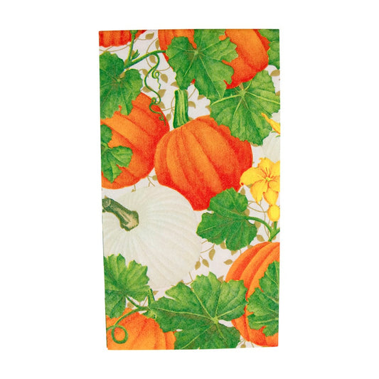 Caspari Pumpkin Chintz White Guest Towel Napkins - 15 Per Package