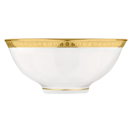 Christofle Malmaison Porcelain Chinese Soup Bowl Gold finish