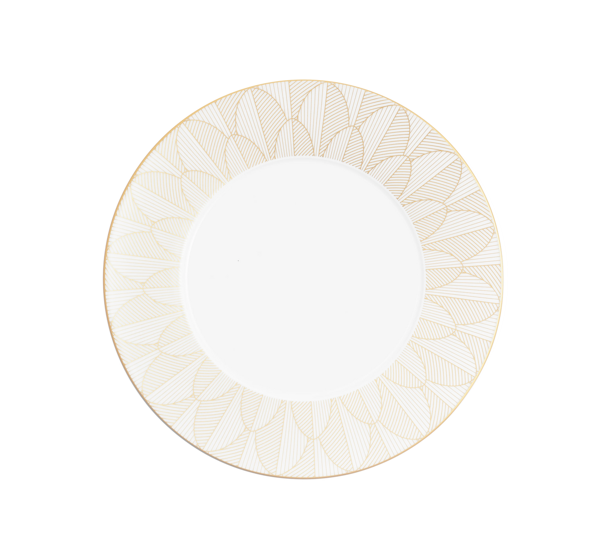 Christofle Malmaison Dinnerware: Impériale Dinner Plate, Porcelain Gold-Finish