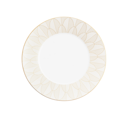 Christofle Malmaison Dinnerware: Impériale Dinner Plate, Porcelain Gold-Finish