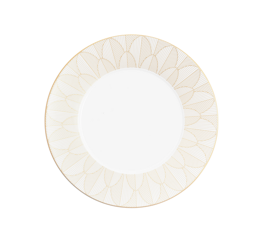 Christofle Malmaison Dinnerware: Impériale Dinner Plate, Porcelain Gold-Finish
