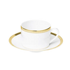 Christofle Malmaison Porcelain Teacup and Saucer Gold finish