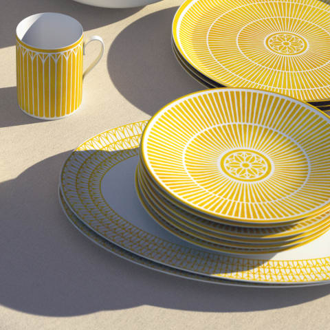 Christofle Malmaison Riviera  Porcelain Cake Stand