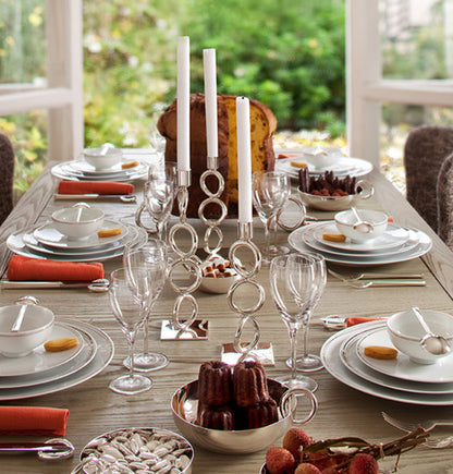 Christofle Vertigo  Silver-Plated 3-Ring Candelabra