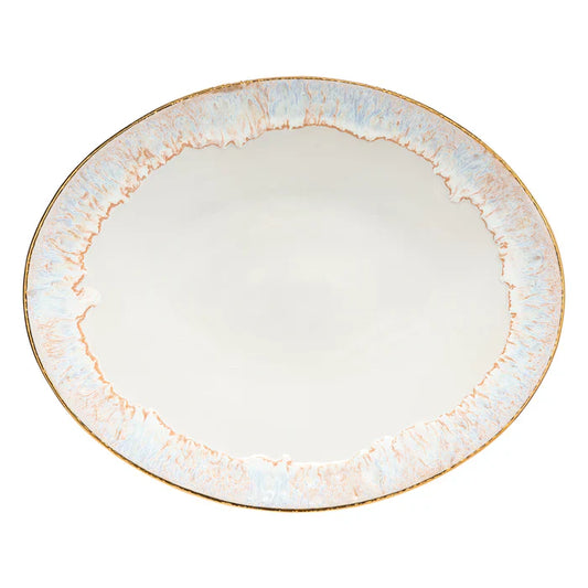 COSTA NOVA Casafina Oval Platter White Gold Rim Taormina,