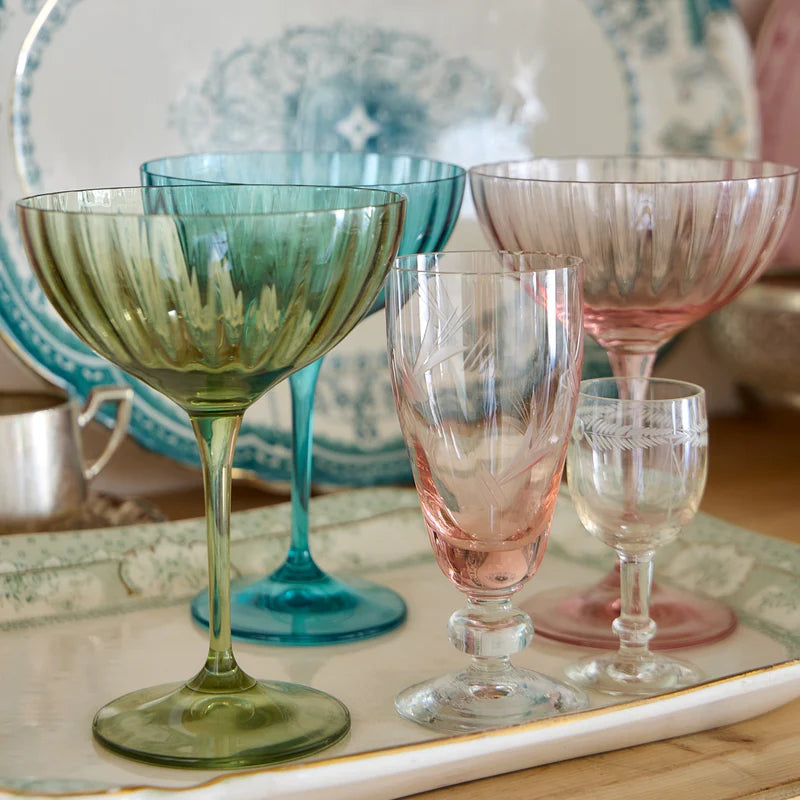 Costa Nova Pink Magnolia Set 6 Coupe Glasses Sensa