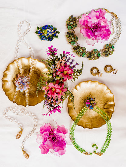 Stanley Hagler N.Y.C. Laurel Green with Baroque Pearls Necklace