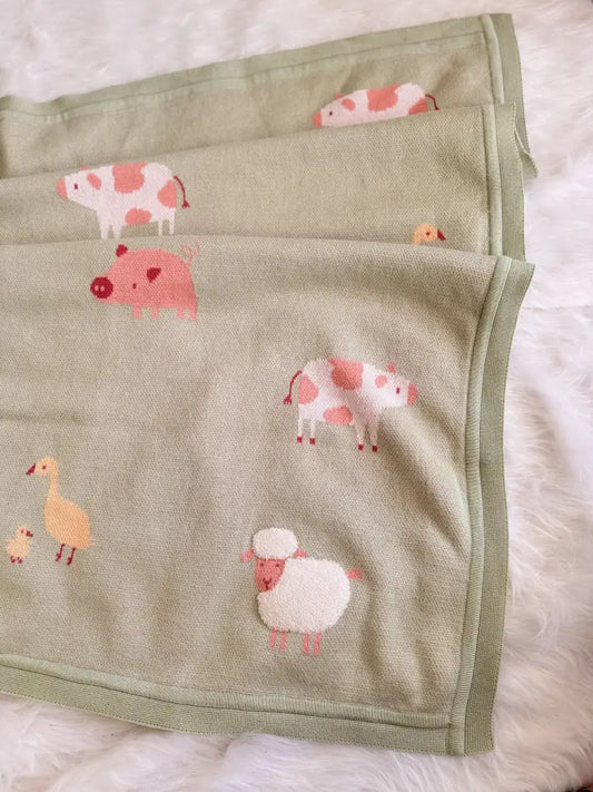 Darzzi Farm Animals Knit Baby Blanket