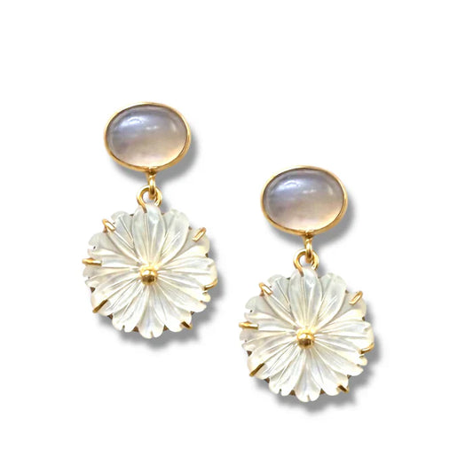 Dina Mackney Floral Pearl and Moonstone Earring