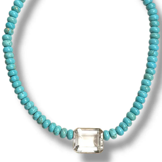 Dina Mackney Howlite Emerald Cut Quartz Necklace