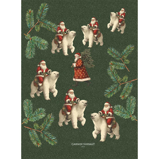 Garnier Thiebaut Santa Polar Bear Kitchen Towel Ours De Noel Sapin Kitchen Towel