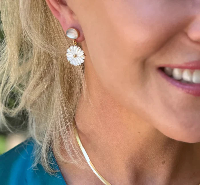 Dina Mackney Floral Pearl and Moonstone Earring