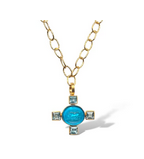 Dina Mackney Blue Topaz Bull Intaglio Necklace on Gold Chain