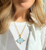 Dina Mackney Designs Necklace Set - Celestial Chariot Intaglio Necklace - Steel Blue + Topaz