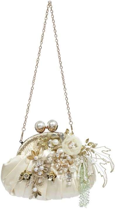 Mark Roberts Ivory Pleated Ladies Handbag 7.5 x 7' Inches