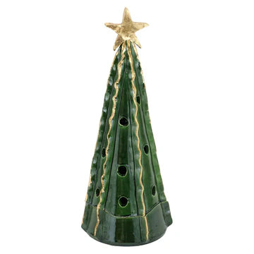 Vietri Foresta Tree Large w/Ribbon & Gold Star - Green