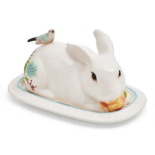 Fitz & Floyd Bunny Butter Dish Meadow Covered Butter