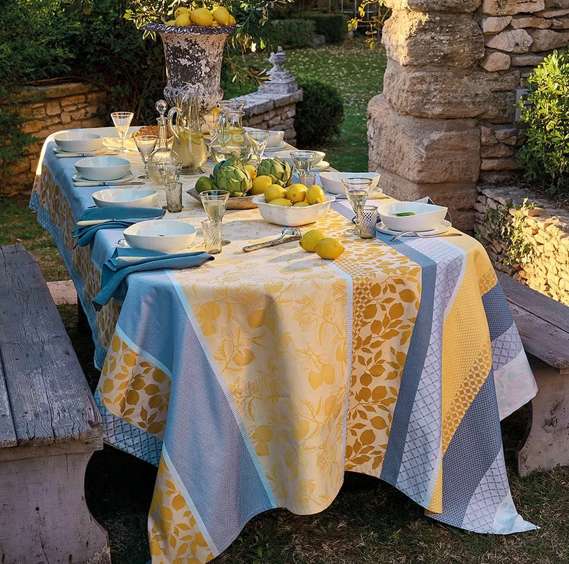 Garnier Thiebaut Mille Citrons Provence Jacquard Tablecloth 71"x118"