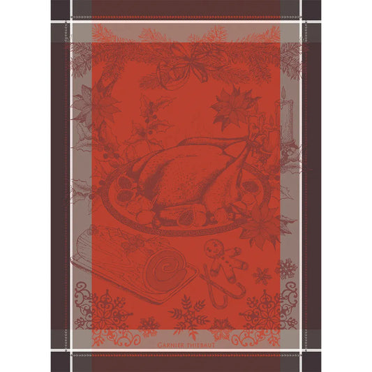 Garnier Thiebaut Turkey Dinde De Noel Vermillon Jacquard Kitchen Towel