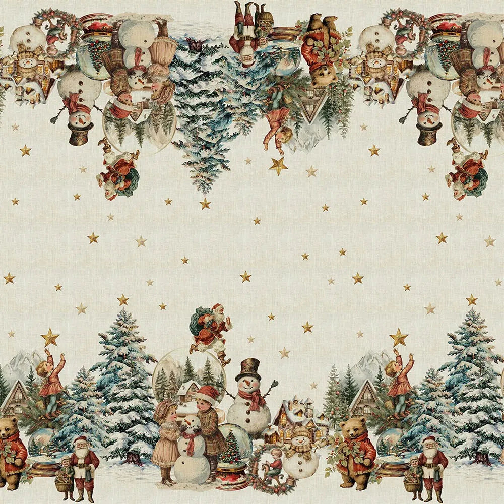 Garnier Thiebaut 61x120 Bonhommes De Neige Vintage Tablecloth