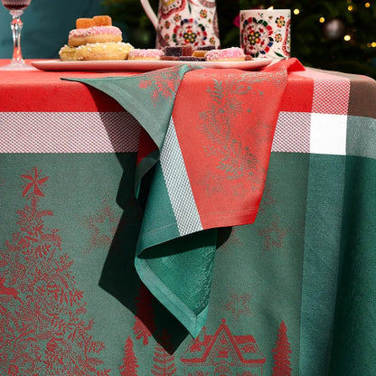 Garnier Thiebaut 69x120 Noel Magique Houx Jacquard Tablecloth