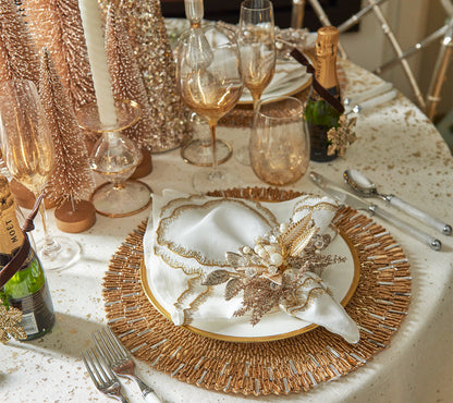 Kim Seybert Placemats: Ray in Gold & Crystal, Set of 2
