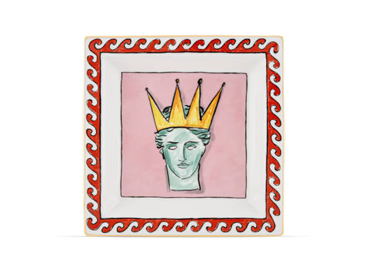 Ginori 1735  Il Viaggio di Nettuno  Large Square Change Tray Pink Crown