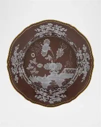 Ginori 1735 Oriente Italiano Dinner Plate - Castagna (Brown w/Gold Threading)