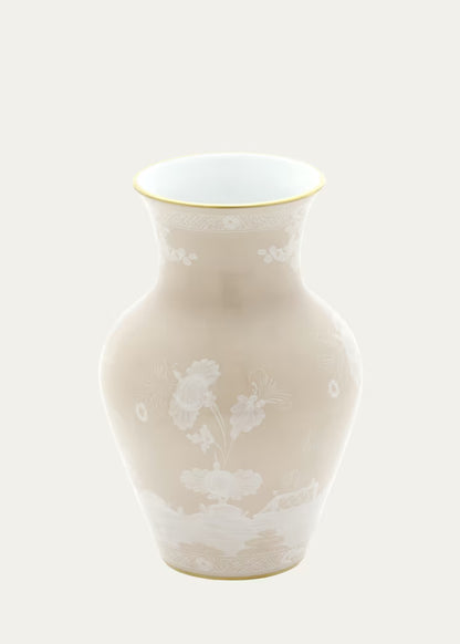 Ginori 1735 Oriente Italiano Ming Vase - Meringa (Beige w/Gold Threading)