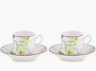 Ginori 1735 Florenza Acanto Green Espresso Cups Set of Two