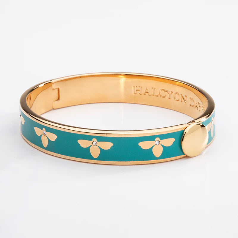 Halcyon Days Bangle - Bee  - Turquoise & Gold