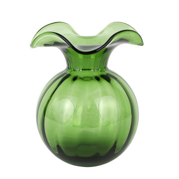 Vietri Hibiscus Glass Fluted Vase Medium  - Dark Green