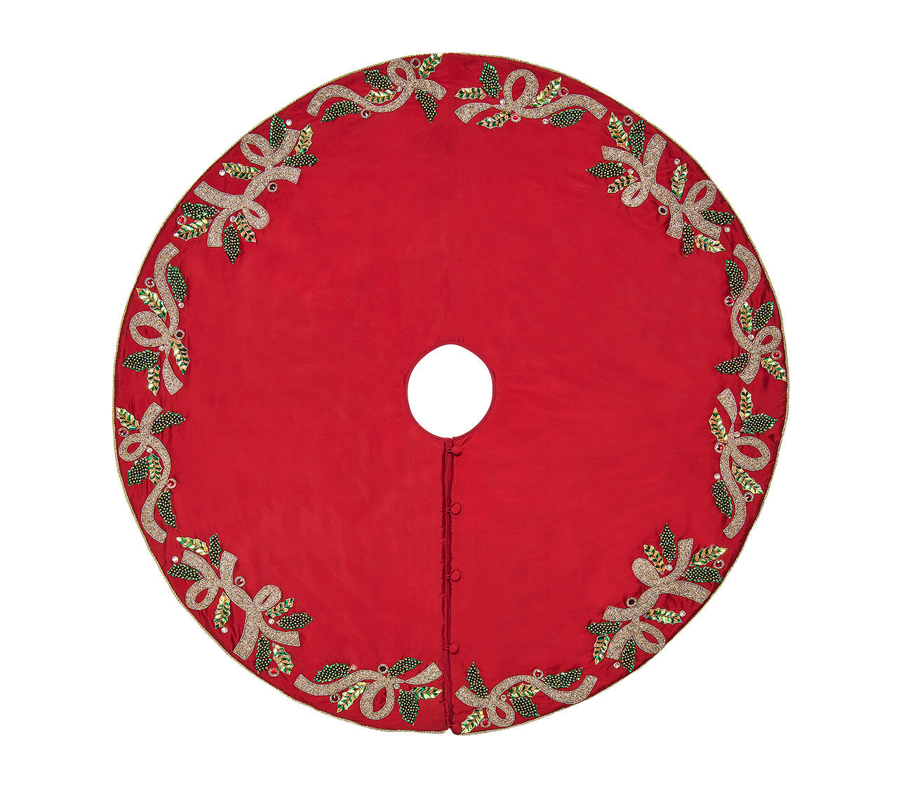 Kim Seybert Tree Skirt: Tidings in Red, Green & Gold