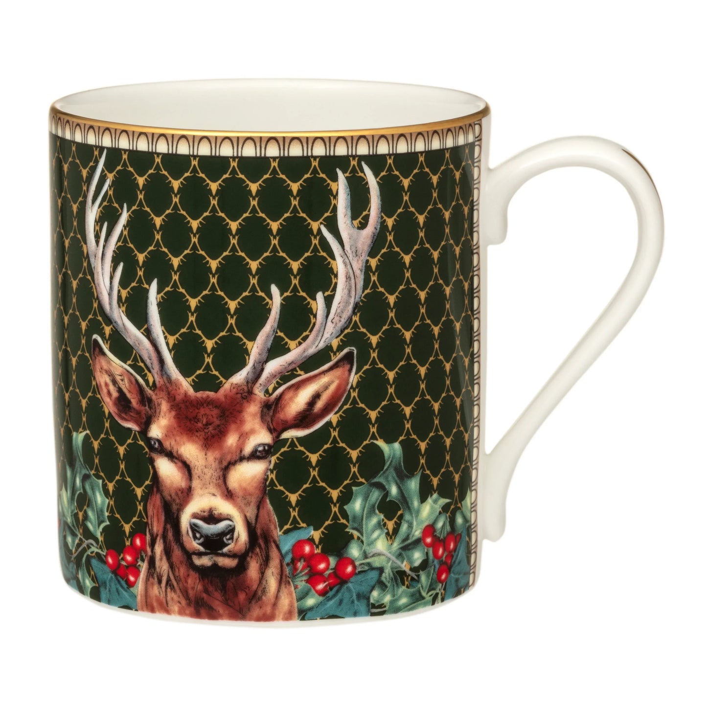 Halcyon Days Mug Antler Trellis & Stag Green Mug