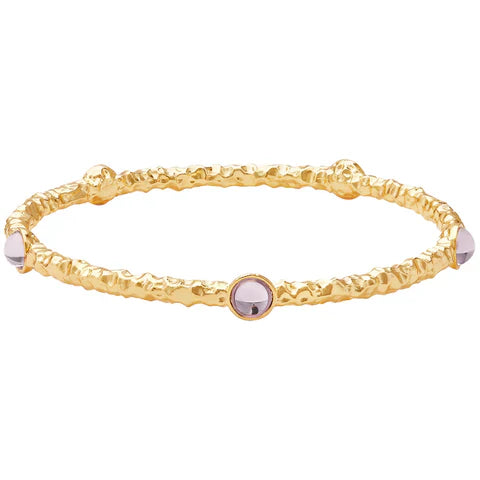 Halcyon Days Rose Quartz Bangle Cabochon Gold
