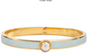 Halcyon Days Forget Me Not Cabochon Skinny Pearl Gold Hinged Bangle