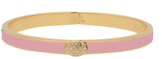 Halcyon Days Pink Pave Button Skinny Plain Bangle