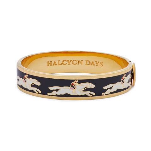 Halcyon Days Race Horse Black Cream Hinged Bangle