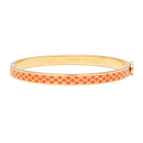 Halcyon Days Orange Salamander 6mm Skinny Gold Hinged Bangle