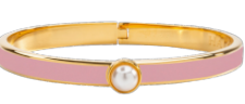 Halcyon Days Cabochon Pink Skinny Pearl Hinged Bangle