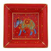 Halcyon Days Ceremonial Indian Elephant Square Trinket Tray Red