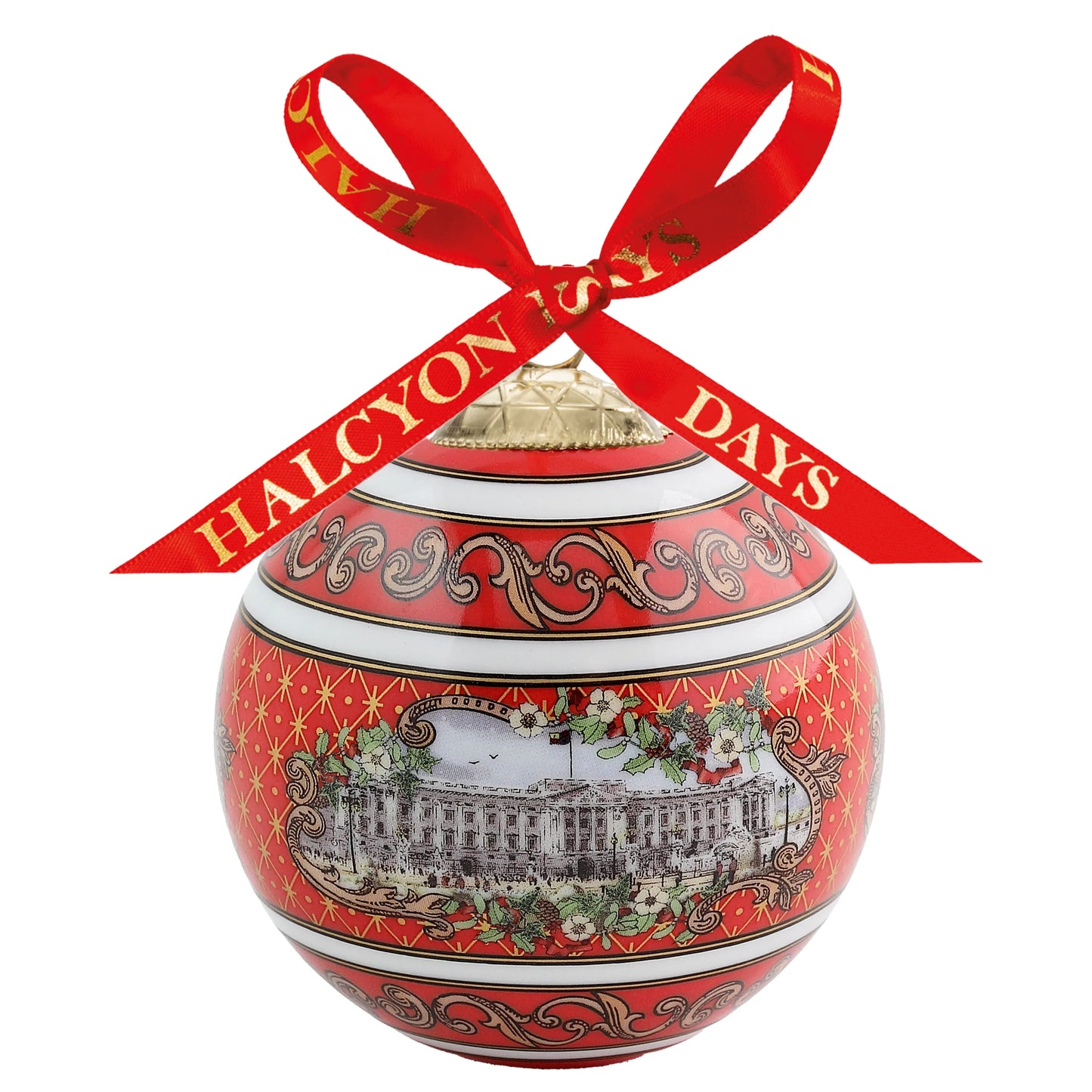 Halcyon Days Bauble Buckingham Palace Red 3" Bauble