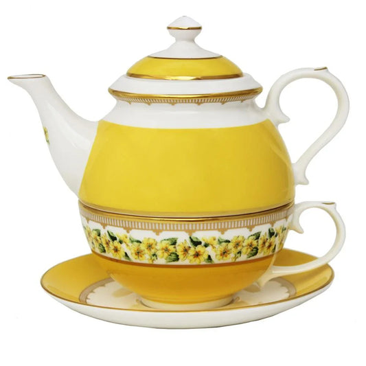 Halcyon Days Primula Yellow Tea for One Shell Garden