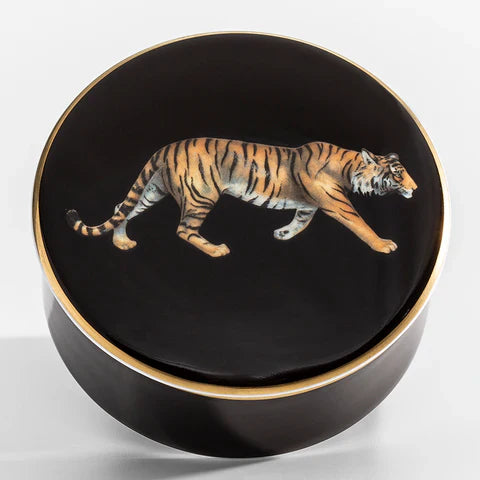 Halcyon Days Tiger Trinket Box in Black