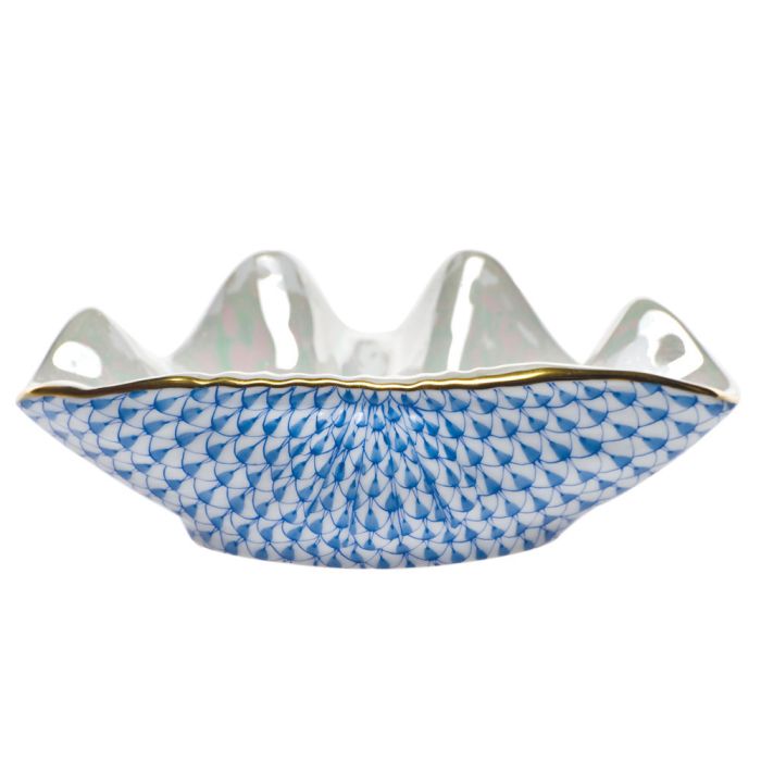 Herend Blue CLAM SHELL 3in L X 4.25in W