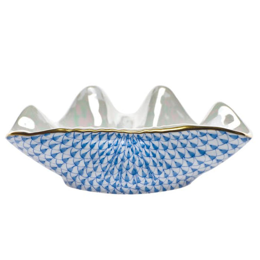 Herend Blue CLAM SHELL 3in L X 4.25in W