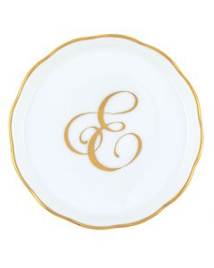 Herend "E" COASTER WITH MONOGRAM 4in D