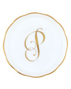Herend "P" COASTER WITH MONOGRAM 4in D