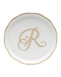 Herend "R" COASTER WITH MONOGRAM 4in D