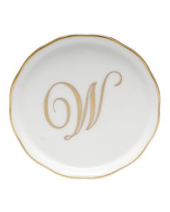 Herend "W" COASTER WITH MONOGRAM 4in D